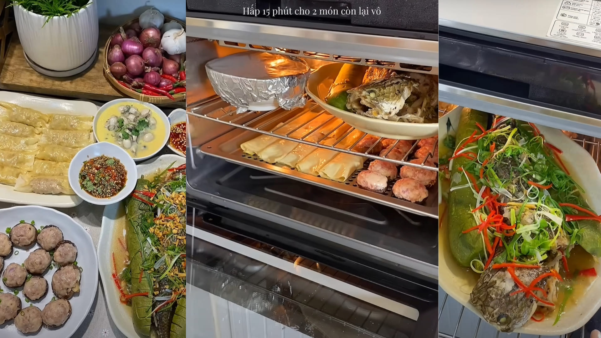 Cá Lóc Hấp Bầu, Tàu Hũ Cuốn Nấm Đông Cô, Trứng Hấp Hàu Bằng Nồi Chiên Hơi Nước 2Good S100